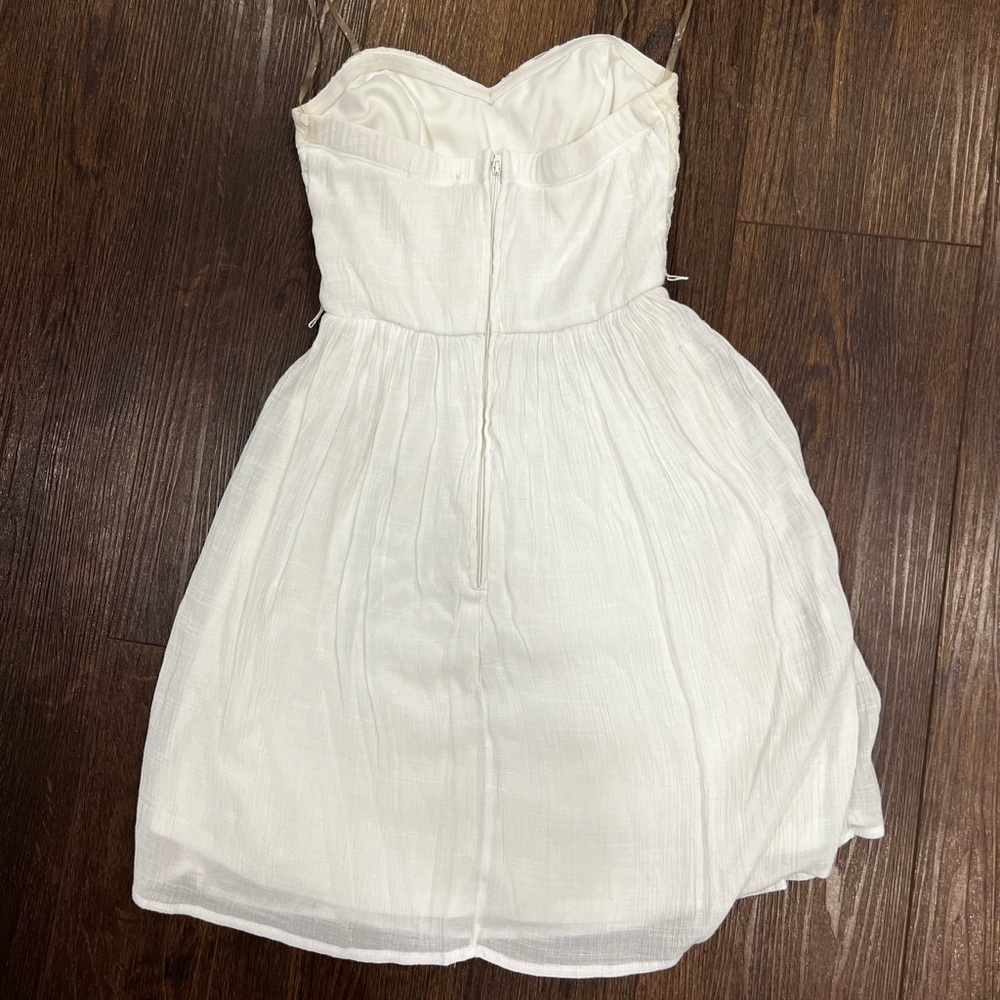 Strapless cream mini dress